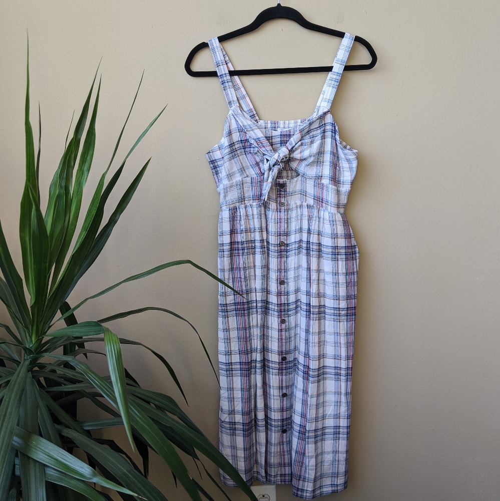 Coco + Jaimeson Plaid Button Front Midi Dress XL